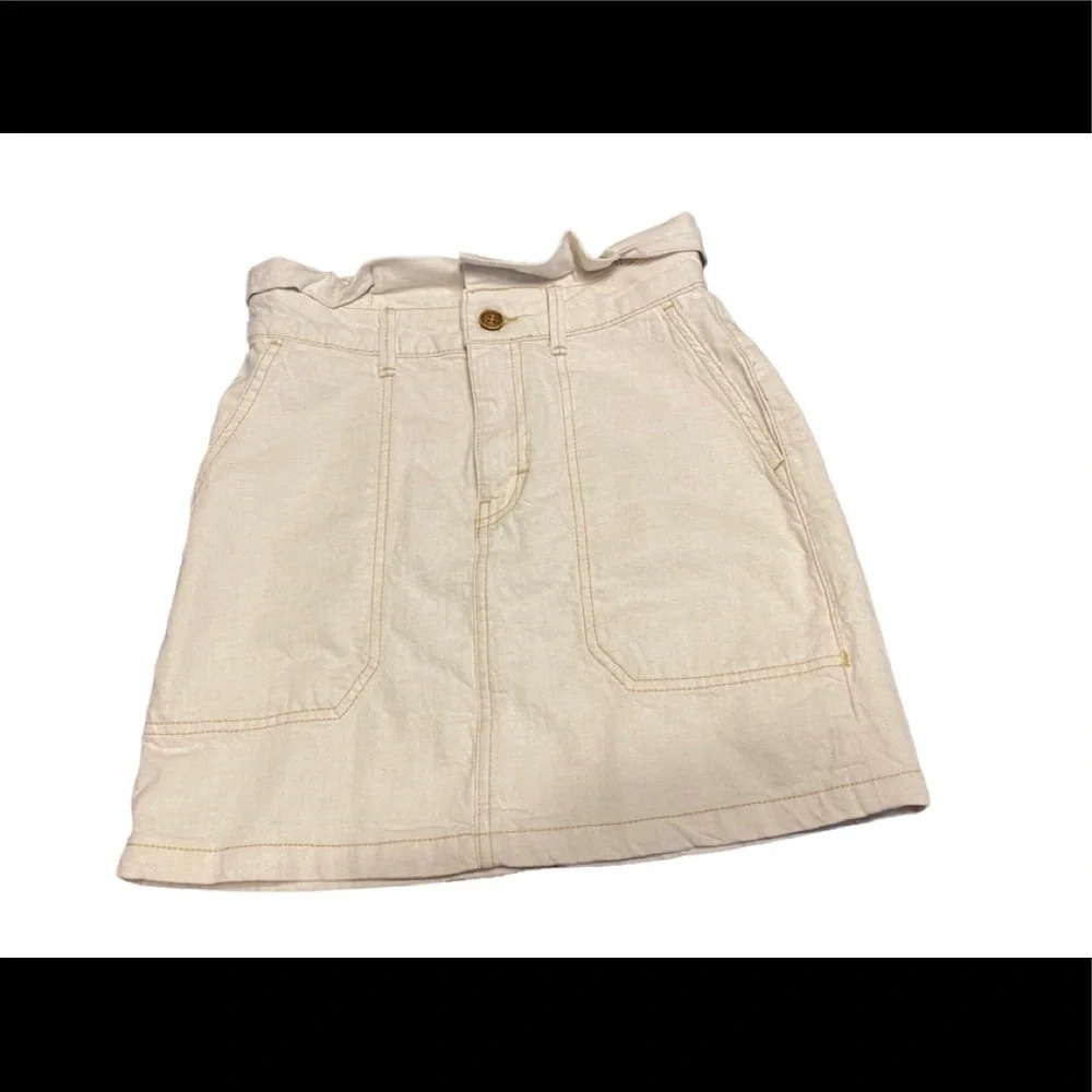 Free People Splendor In The Grass Oatmeal Denim Skirt